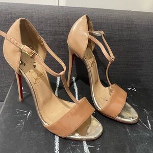 christian louboutin beige strapy sandal heels size 36